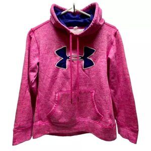 Under Armour UA Women's XS Pullover Hoodie Electric Pink Heather Logo Loose Fit